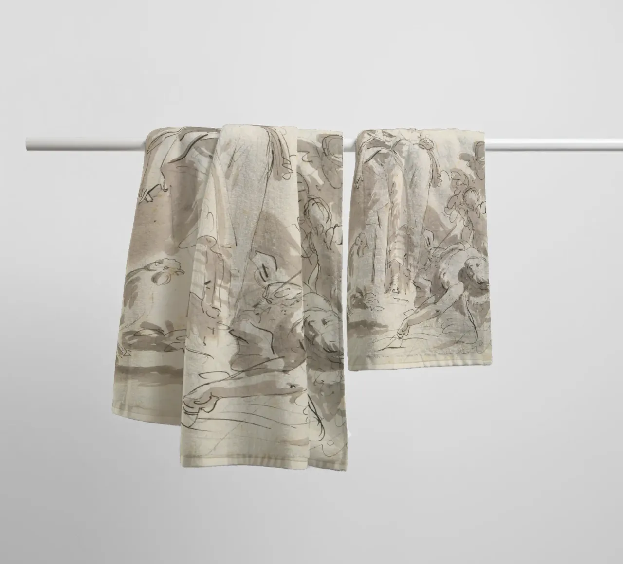 Vintage Allegorical Figure with Torch - Classical Sketch Art towel by ClubArt