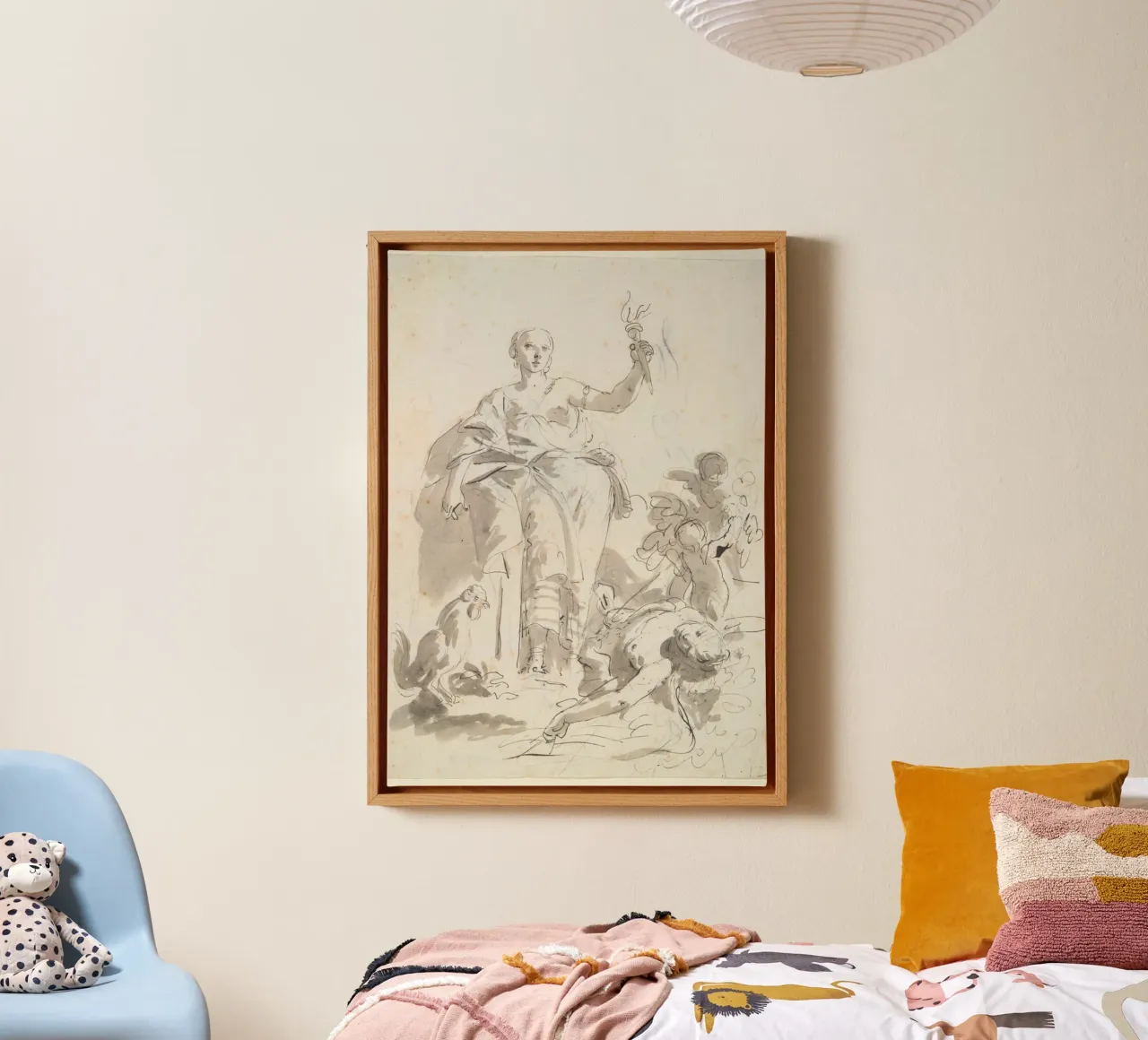 Vintage Allegorical Figure with Torch - Classical Sketch Art canvas by ClubArt