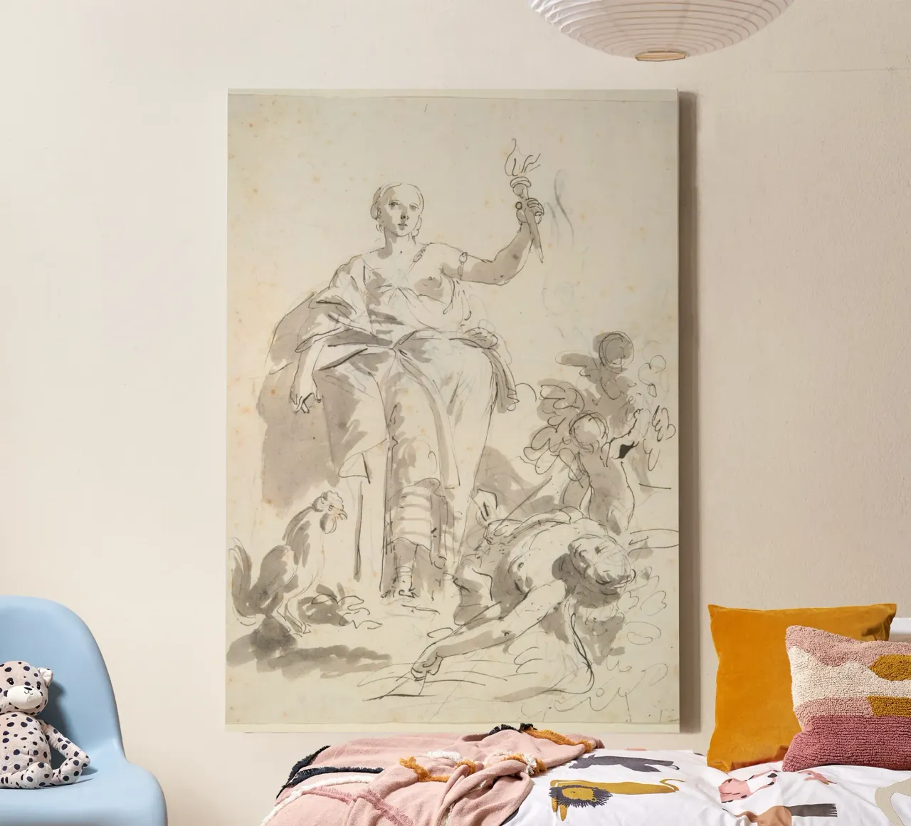 Vintage Allegorical Figure with Torch - Classical Sketch Art canvas by ClubArt