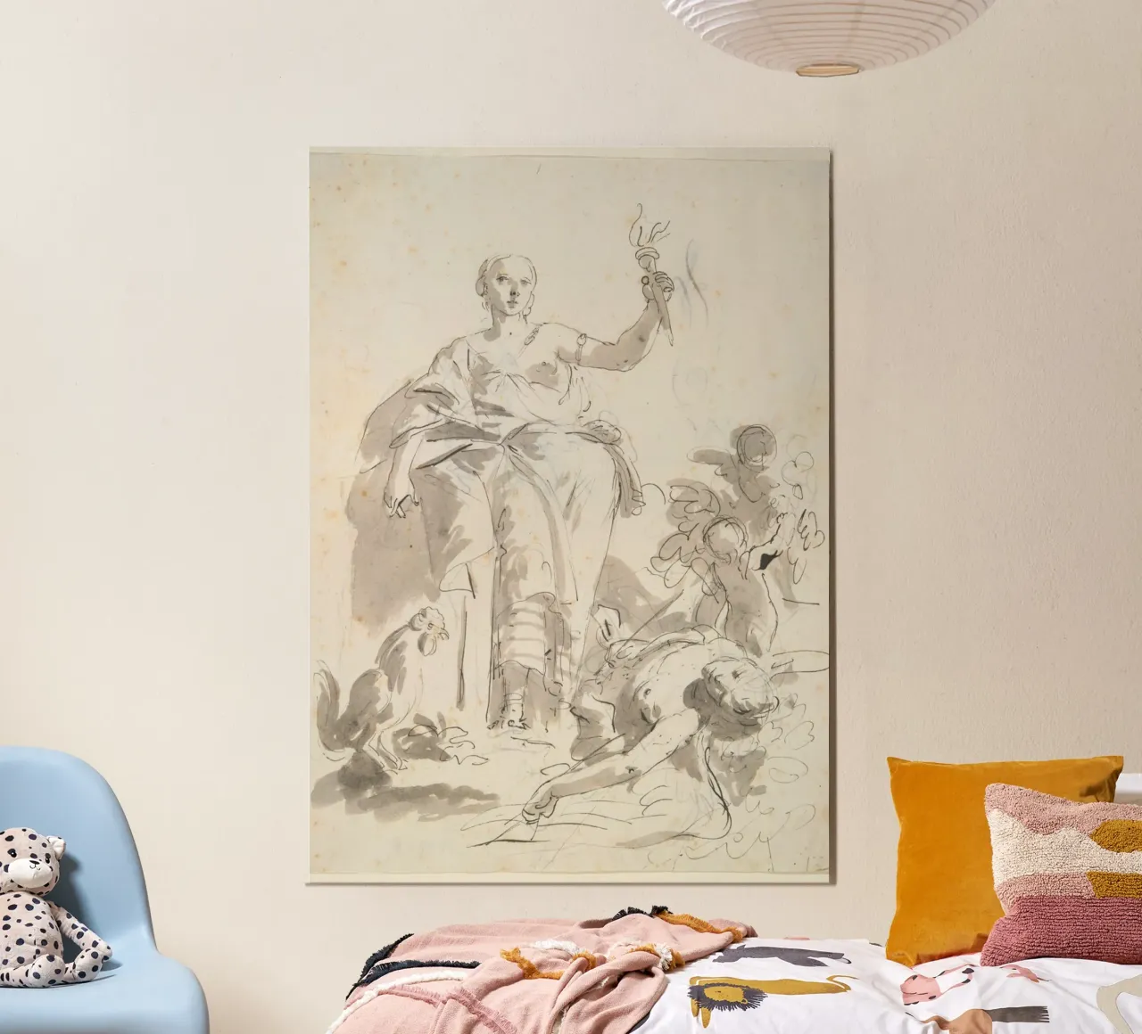 Vintage Allegorical Figure with Torch - Classical Sketch Art hahnemühle by ClubArt