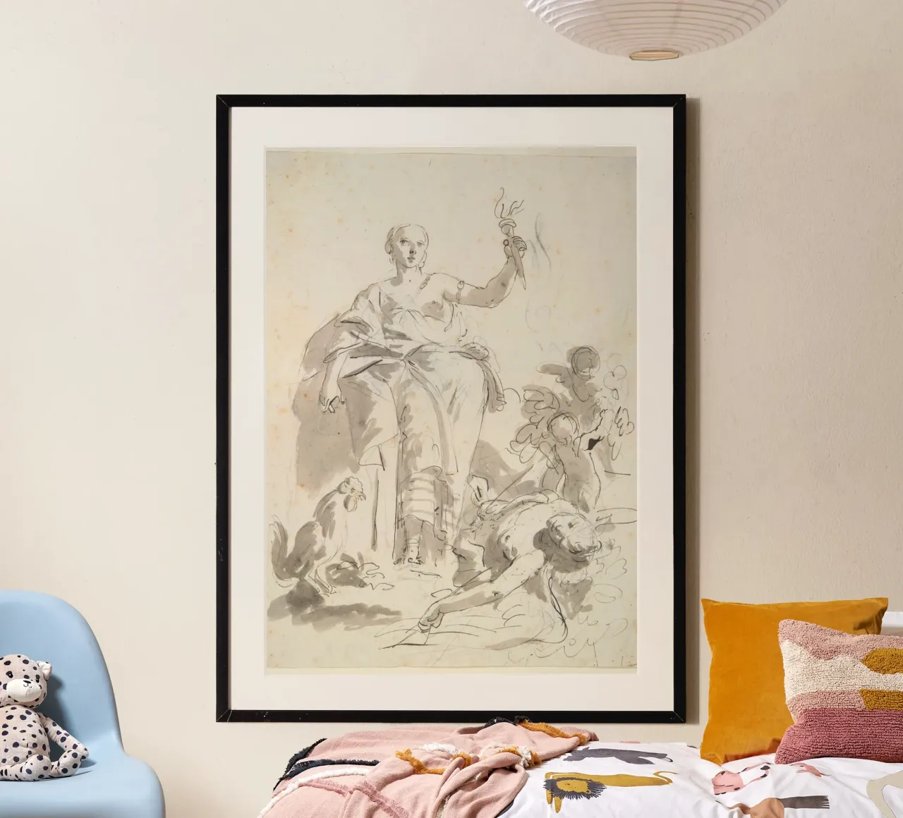 Vintage Allegorical Figure with Torch - Classical Sketch Art hahnemühle by ClubArt