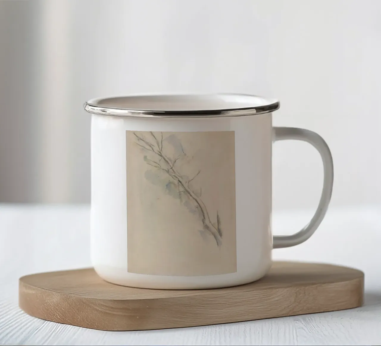 Studio di rami d'albero vintage - Light Academia Nature Art tazza in smalto da ClubArt