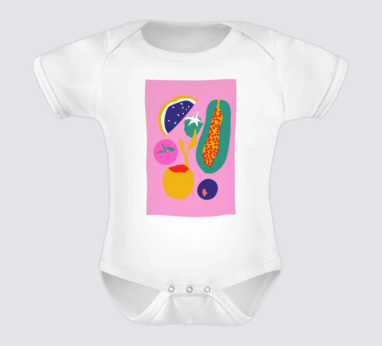 Fruity Technicolor Mix 2 short-sleeve baby romper by Mariery Young