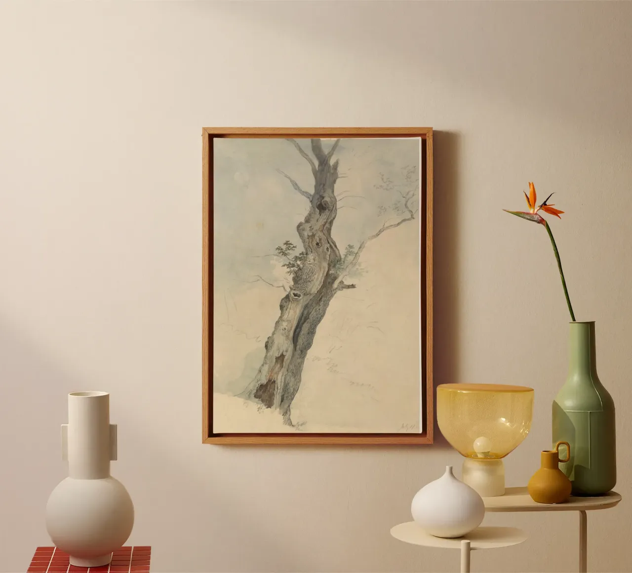 Vintage Weathered Tree Study - Rustic Nature Art canvas with Floater frame by ClubArt