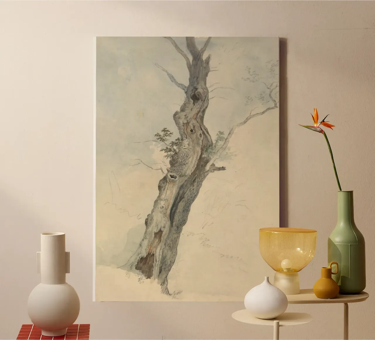 Vintage Weathered Tree Study - Rustic Nature Art canvas with Floater frame by ClubArt