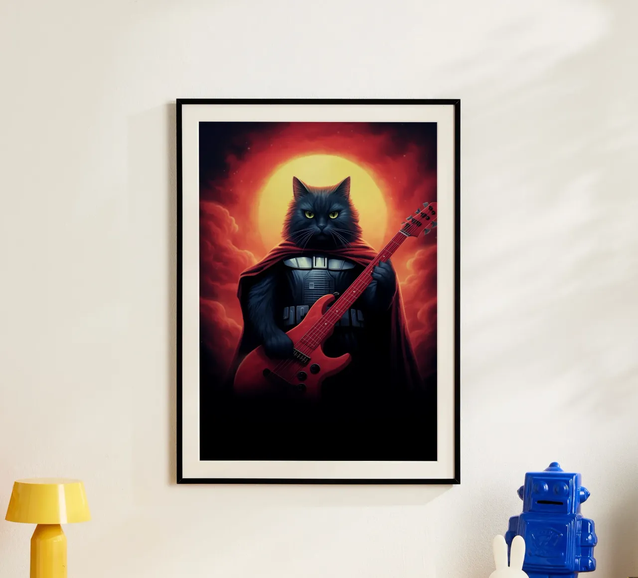 Gatto Darth Vader Chitarrista carta hahnemühle da Fleur de Lys