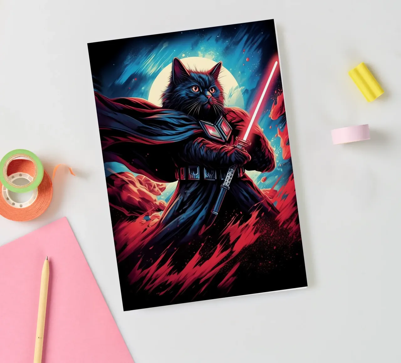 Darth Vader Cat with Lightsaber notebook by Fleur de Lys