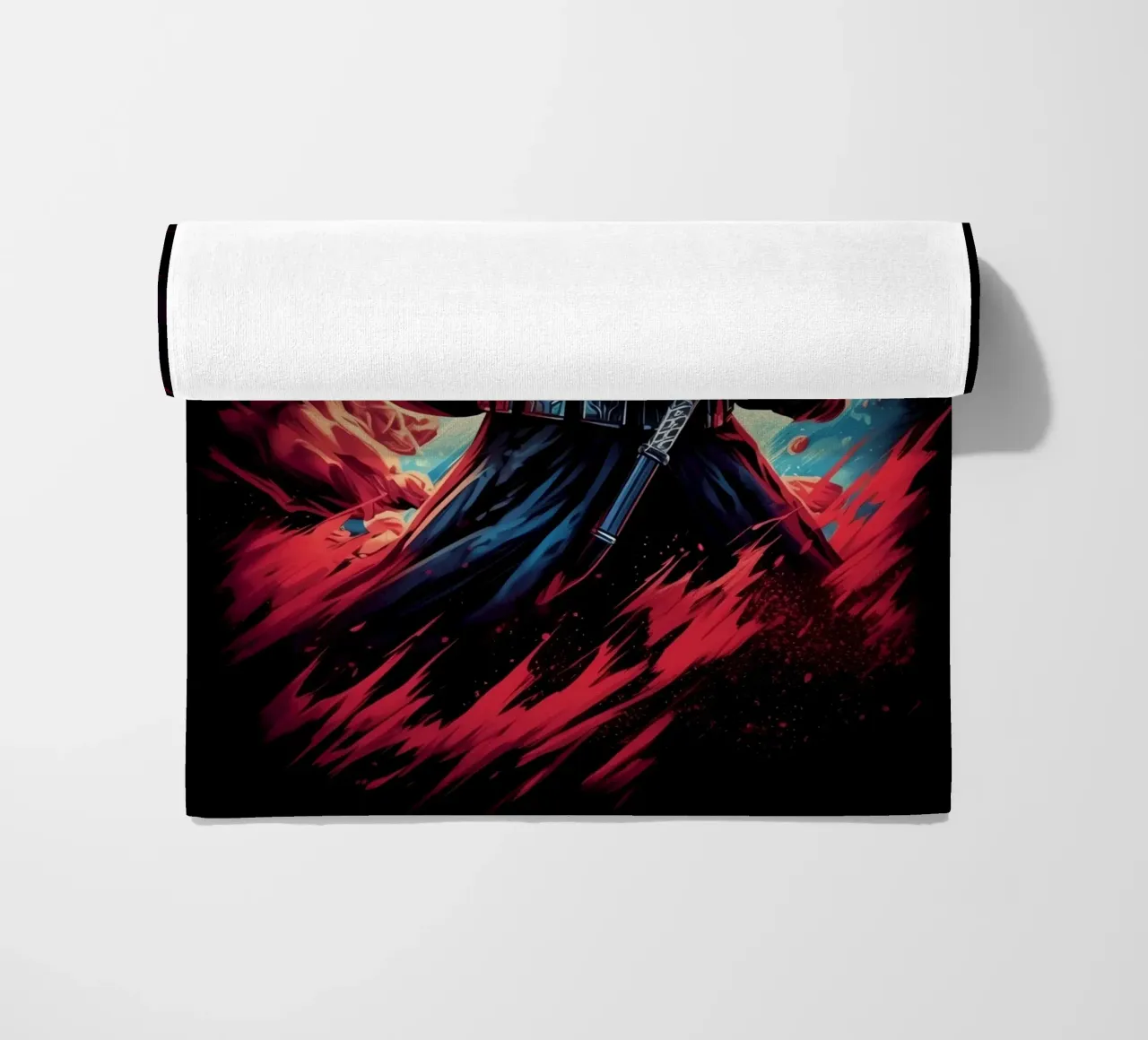 Darth Vader Cat with Lightsaber beach towel by Fleur de Lys