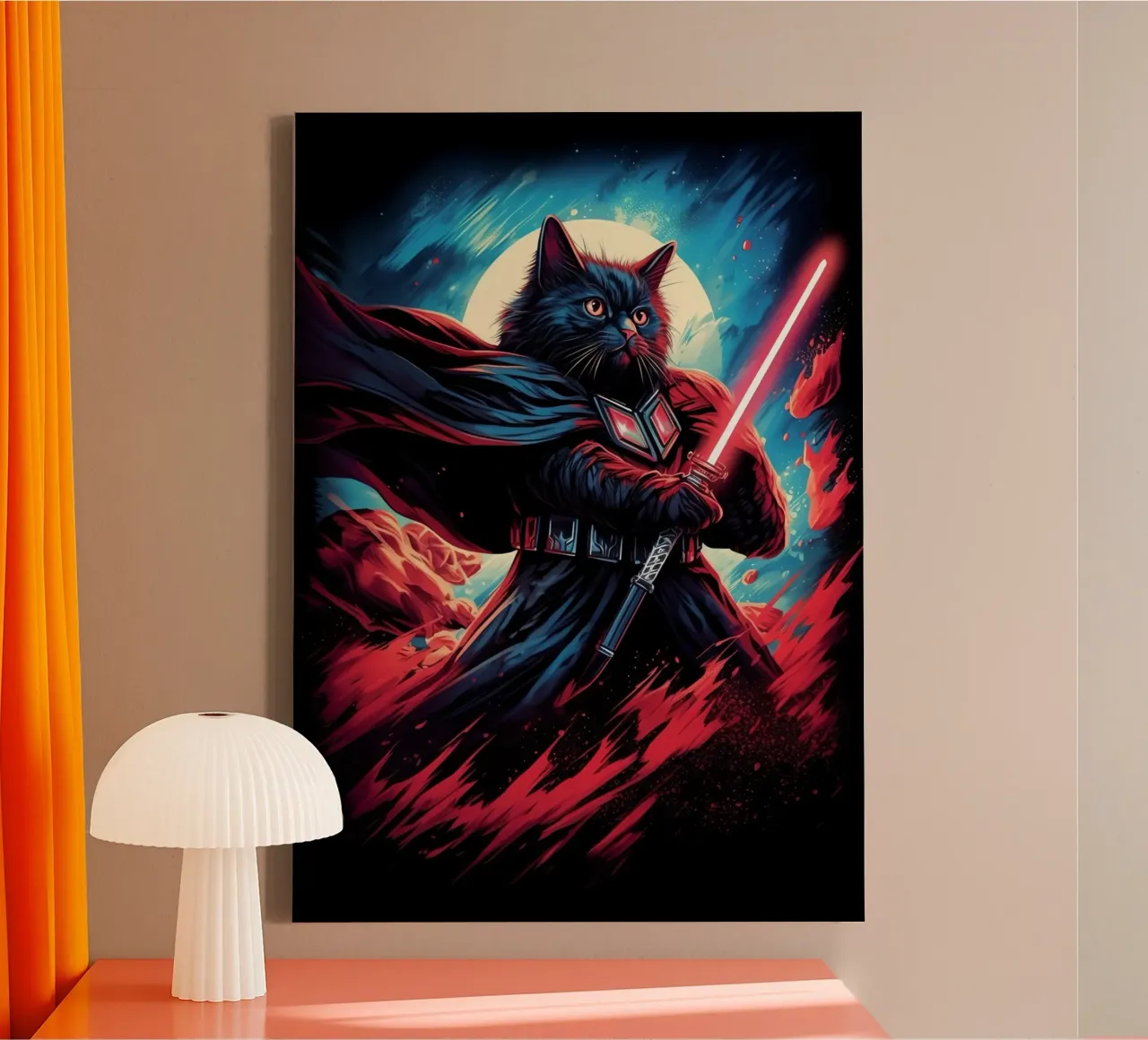 Darth Vader Cat with Lightsaber canvas by Fleur de Lys