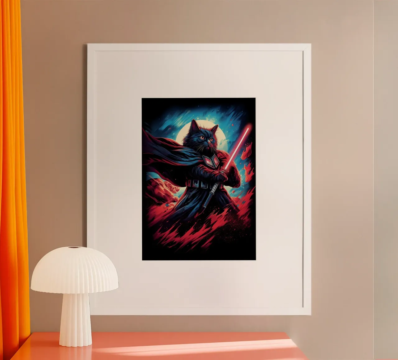 Darth Vader Katze mit Lichtschwert Hahnemühle von Fleur de Lys