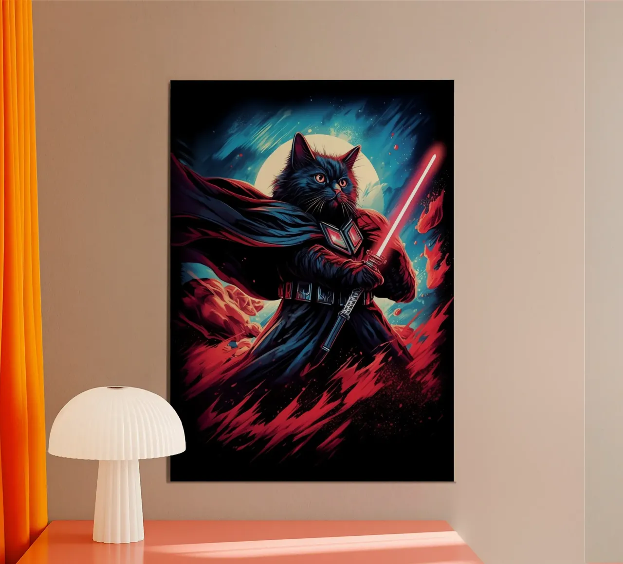 Darth Vader Katze mit Lichtschwert Hahnemühle von Fleur de Lys
