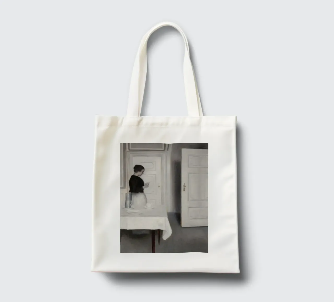 Vilhelm Hammershøi - Interno, donna che legge - Arte nordica borsa in juta da ClubArt