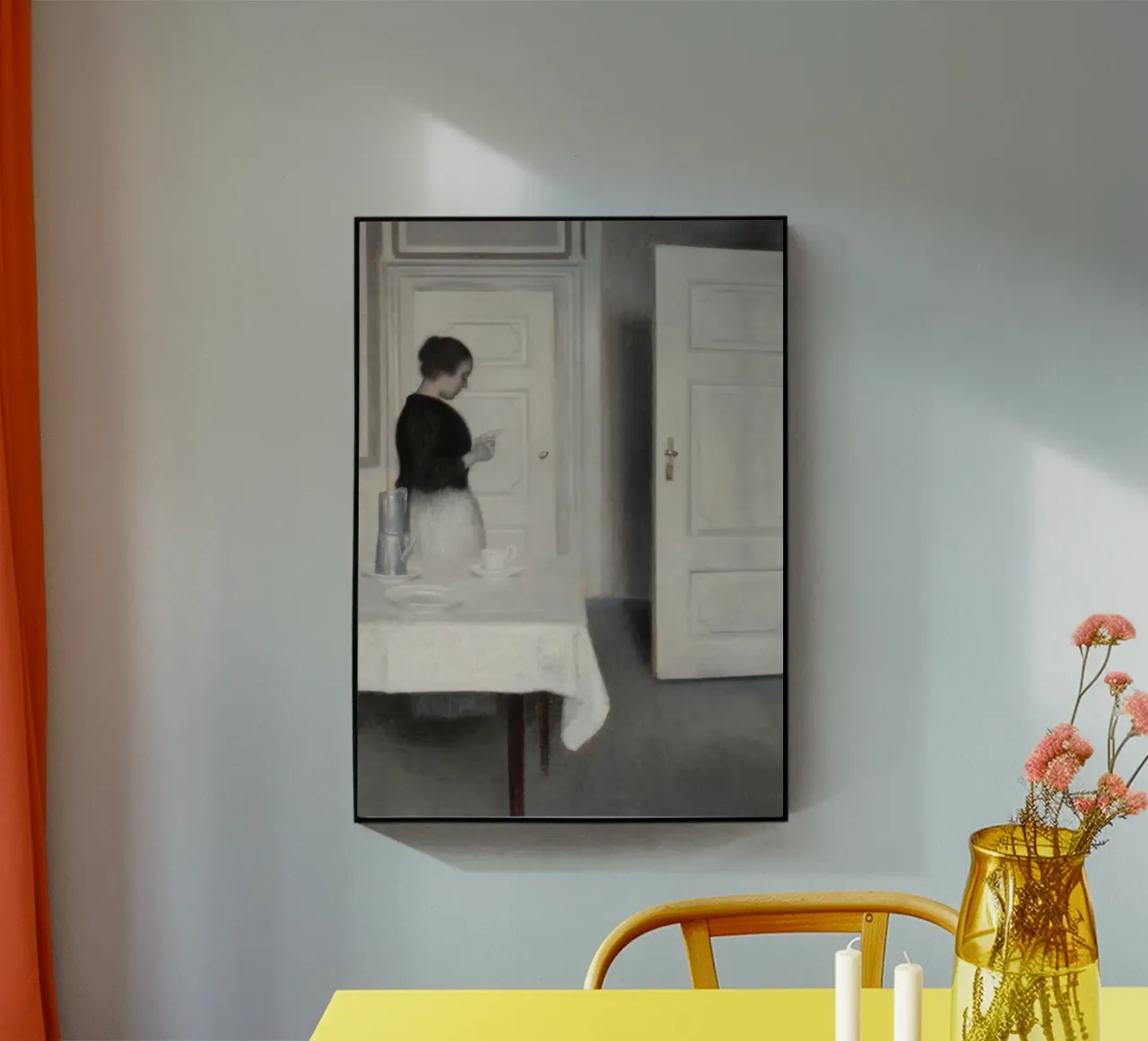 Vilhelm Hammershøi - Intérieur, femme lisant - Nordic Art plexiglas de ClubArt