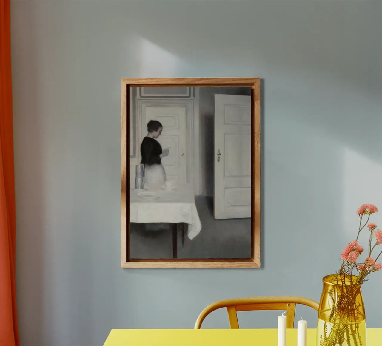 Vilhelm Hammershøi - Intérieur, femme lisant - Nordic Art alu dibond de ClubArt