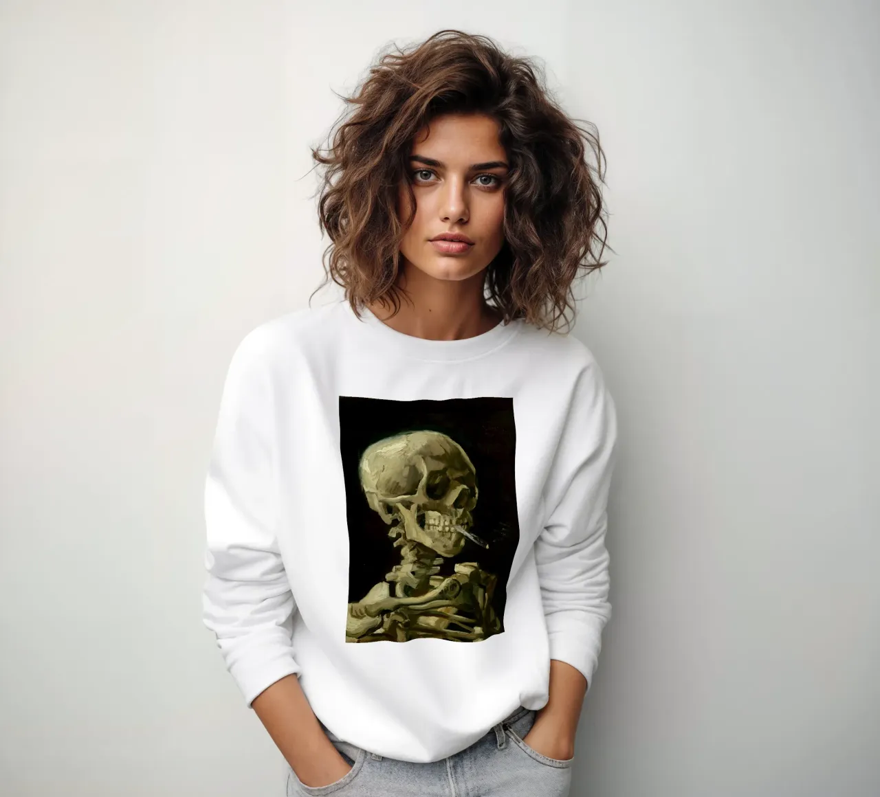 Van Gogh - Teschio con sigaretta - Dark Academia Art felpa da ClubArt