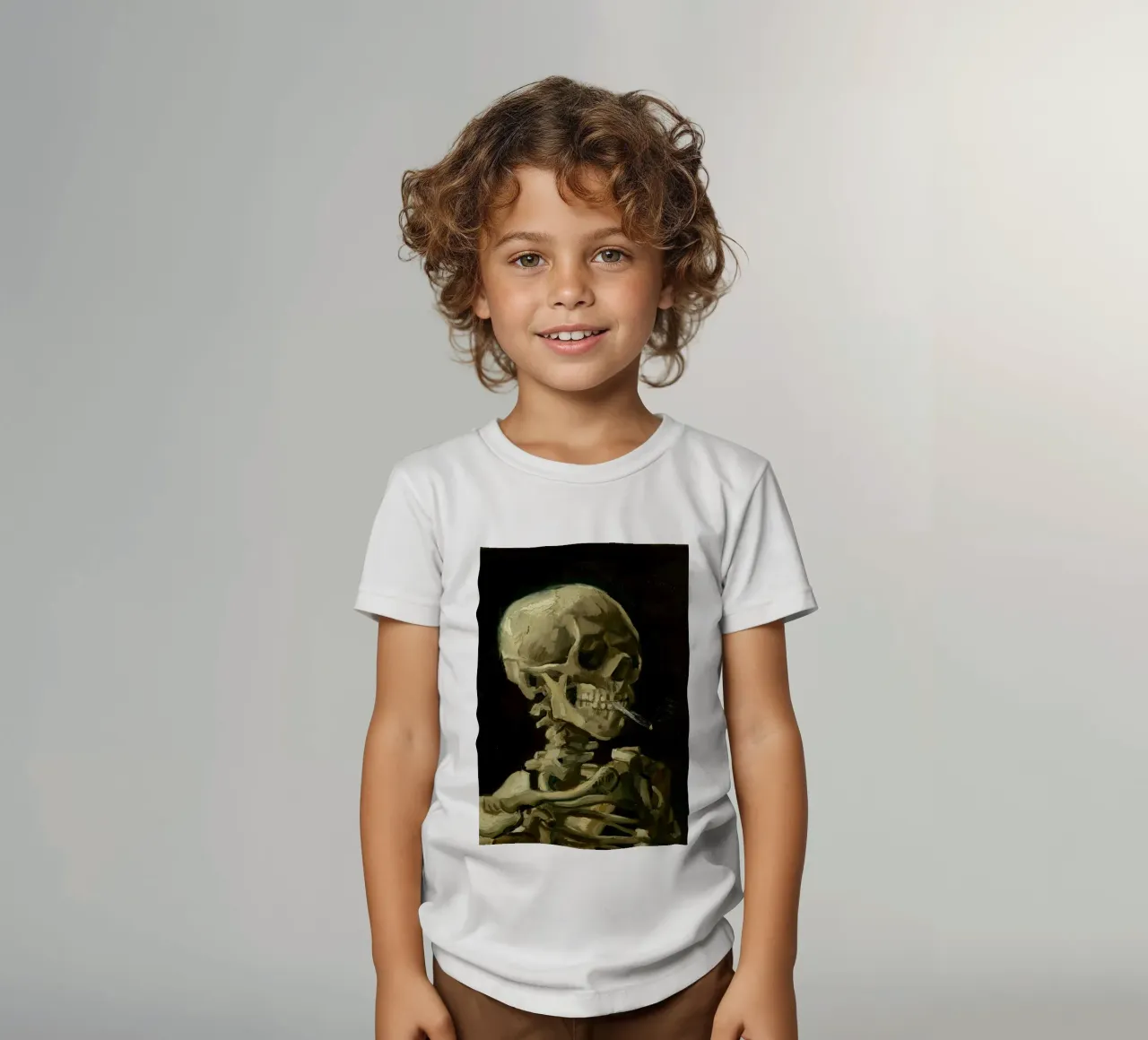 Van Gogh - Skull with Cigarette - Dark Academia Art kids t-shirt by ClubArt