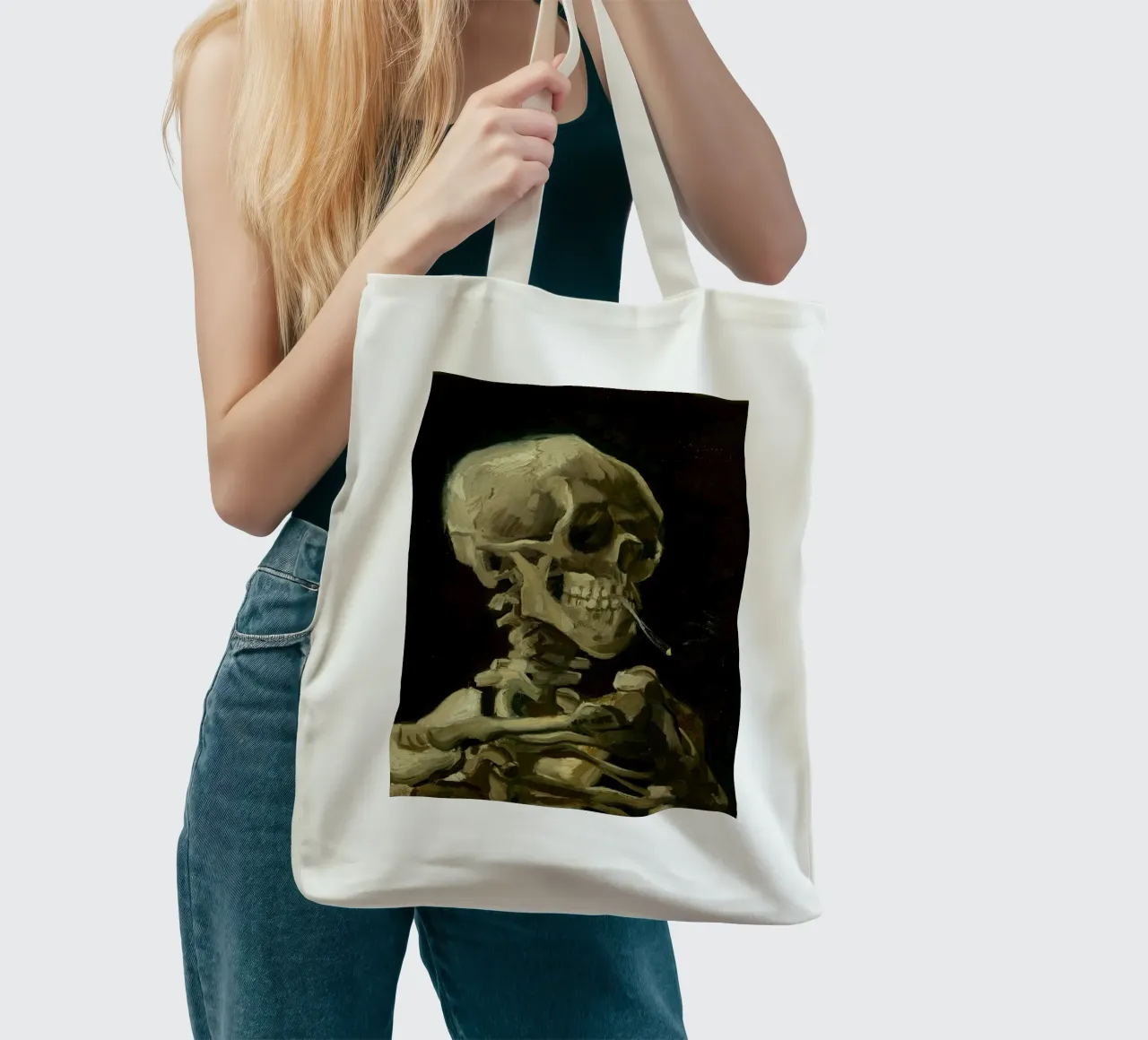 Van Gogh - Teschio con sigaretta - Dark Academia Art borsa in juta da ClubArt