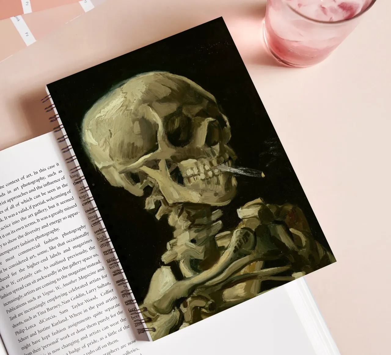 Van Gogh - Skull with Cigarette - Dark Academia Art spiral notebook by ClubArt