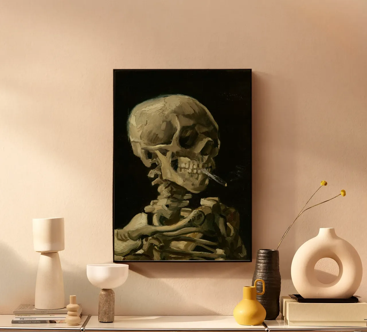 Van Gogh - Teschio con sigaretta - Dark Academia Art alluminio dibond da ClubArt
