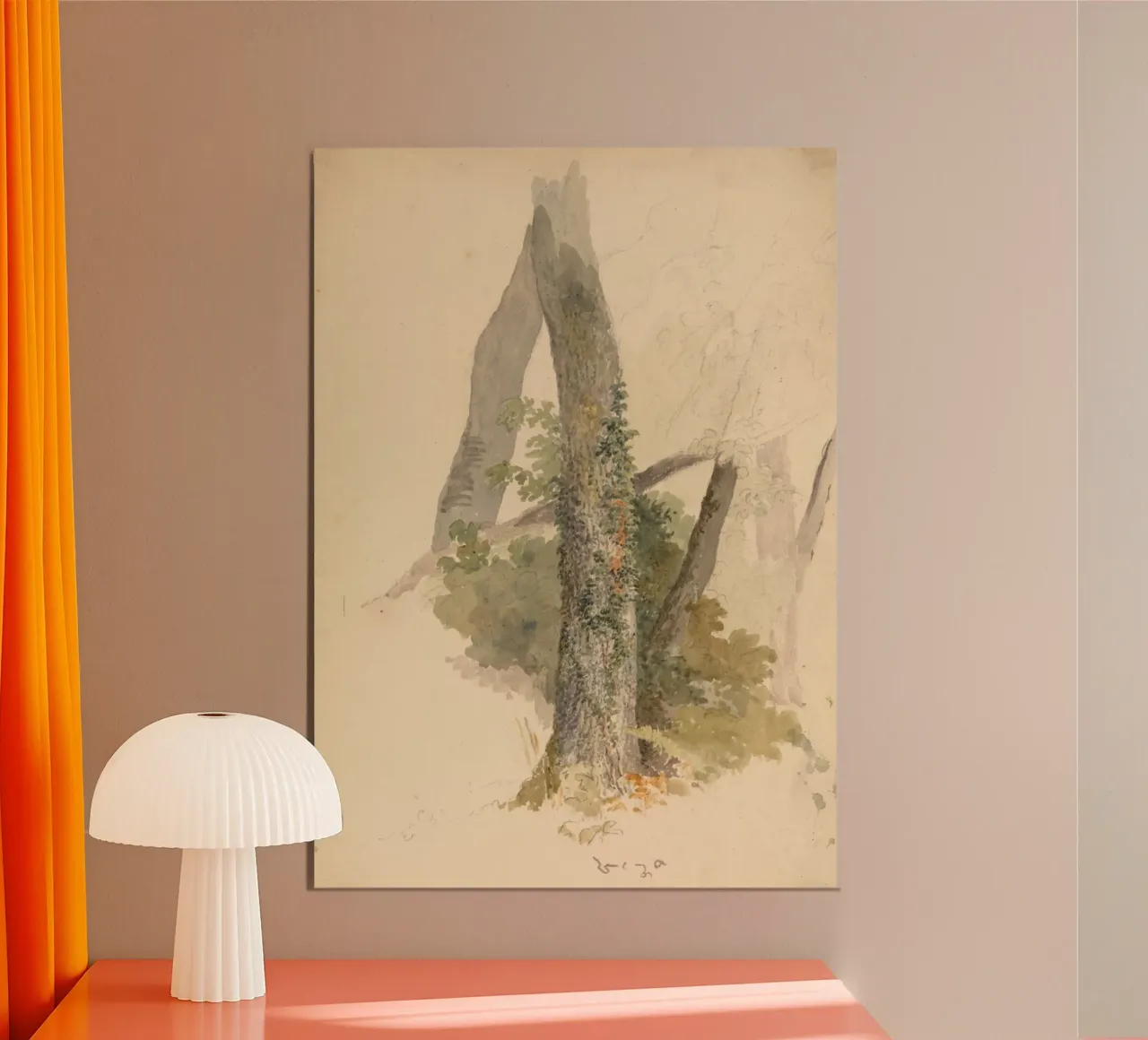 Vintage Mossy Tree Trunk Study - Rustic Nature Art poster by ClubArt