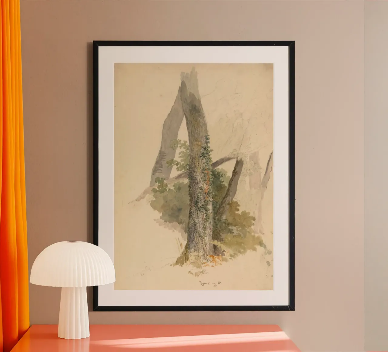 Vintage Mossy Tree Trunk Study - Rustic Nature Art poster by ClubArt