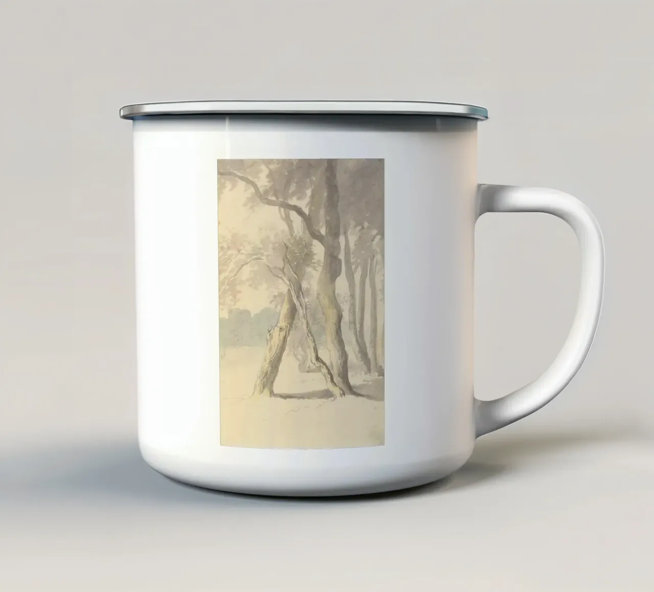 Studio di un albero del bosco vintage - Stampa d'arte sulla natura serena tazza in smalto da ClubArt