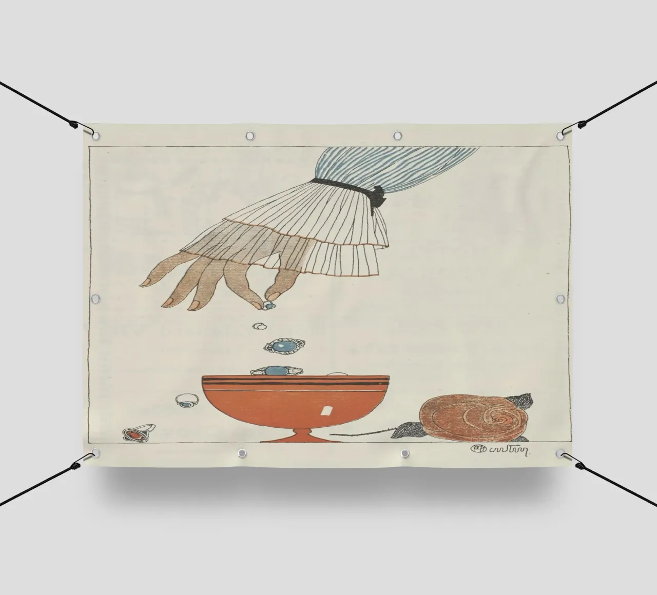 George Barbier - "Perle che cadono a mano" - Moda Art Deco A telo in pvc da ClubArt