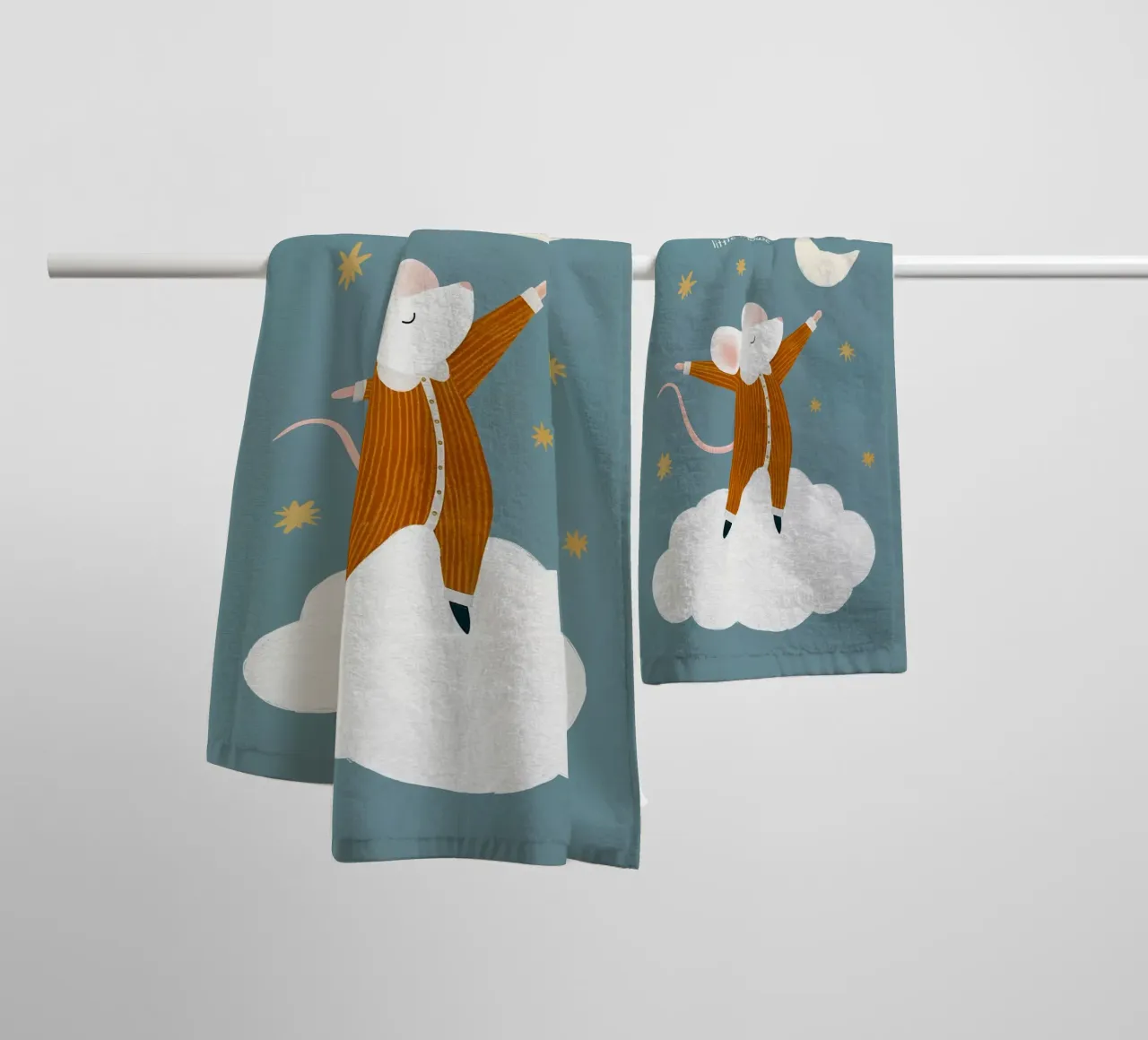 Little Mouse Nursery Print, Playroom Art towel by Little Lola