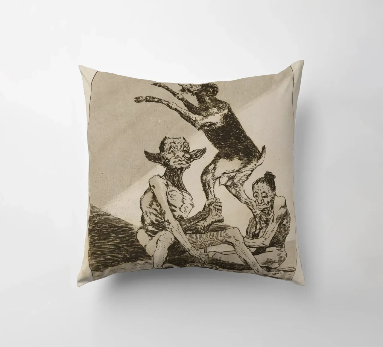 Goya - "Aspettare di essere imbrattati" - Caprichos Dark Art cuscino da ClubArt