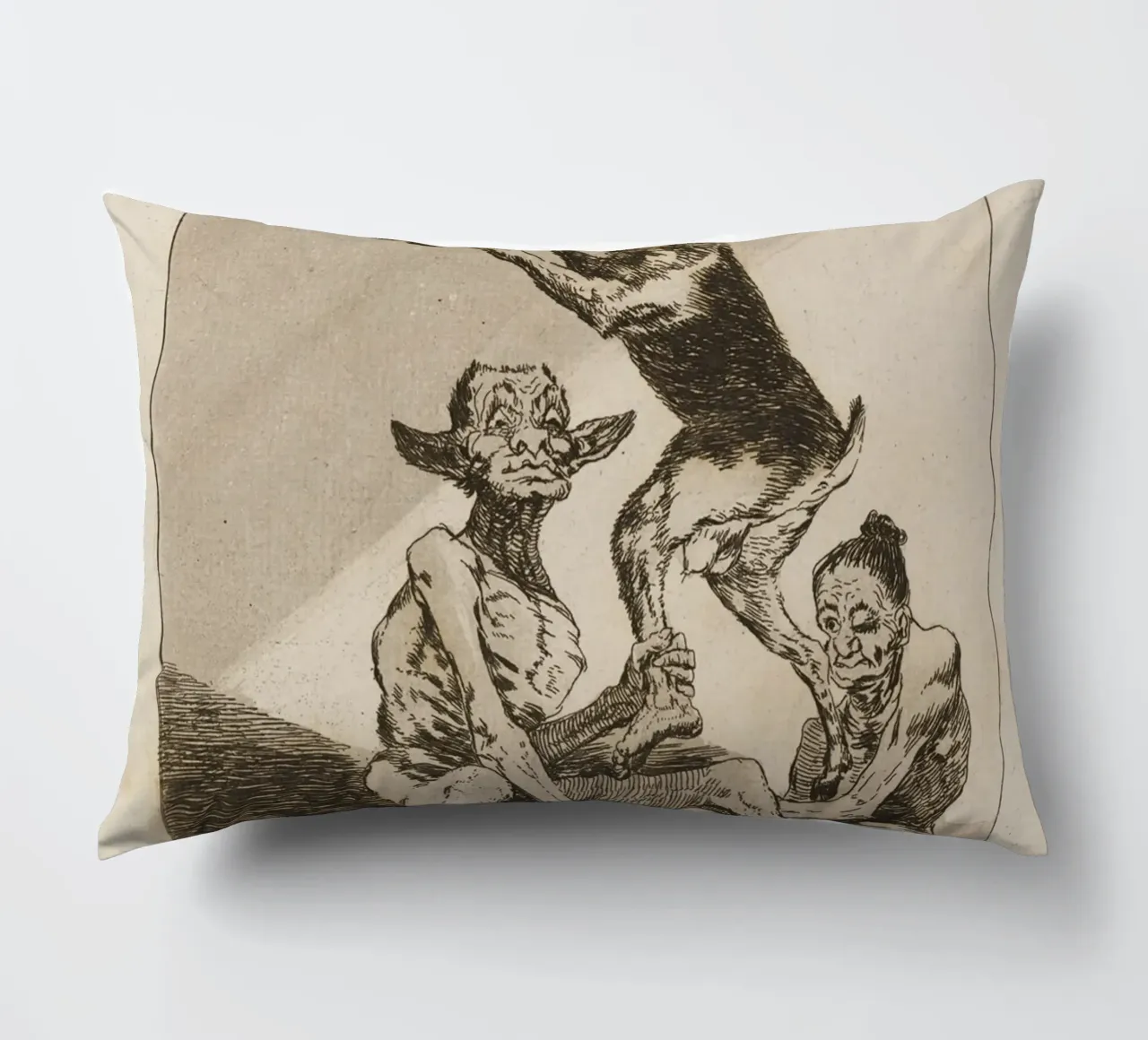 Goya - "Aspettare di essere imbrattati" - Caprichos Dark Art cuscino da ClubArt