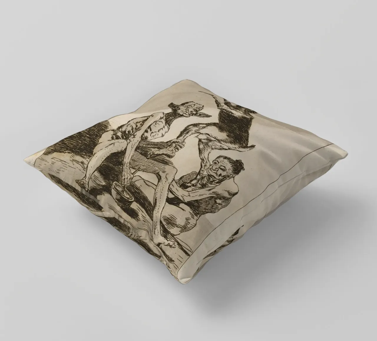 Goya - "Aspettare di essere imbrattati" - Caprichos Dark Art cuscino da ClubArt