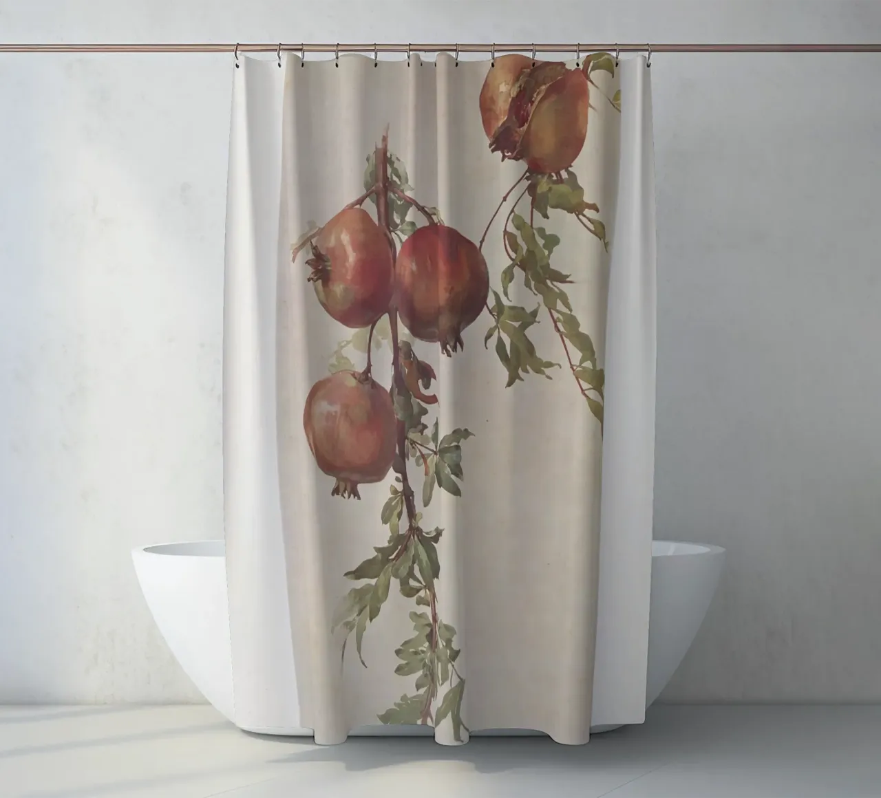 Roberto Franzoni - Vintage Pomegranate Botanical Print shower curtain by ClubArt