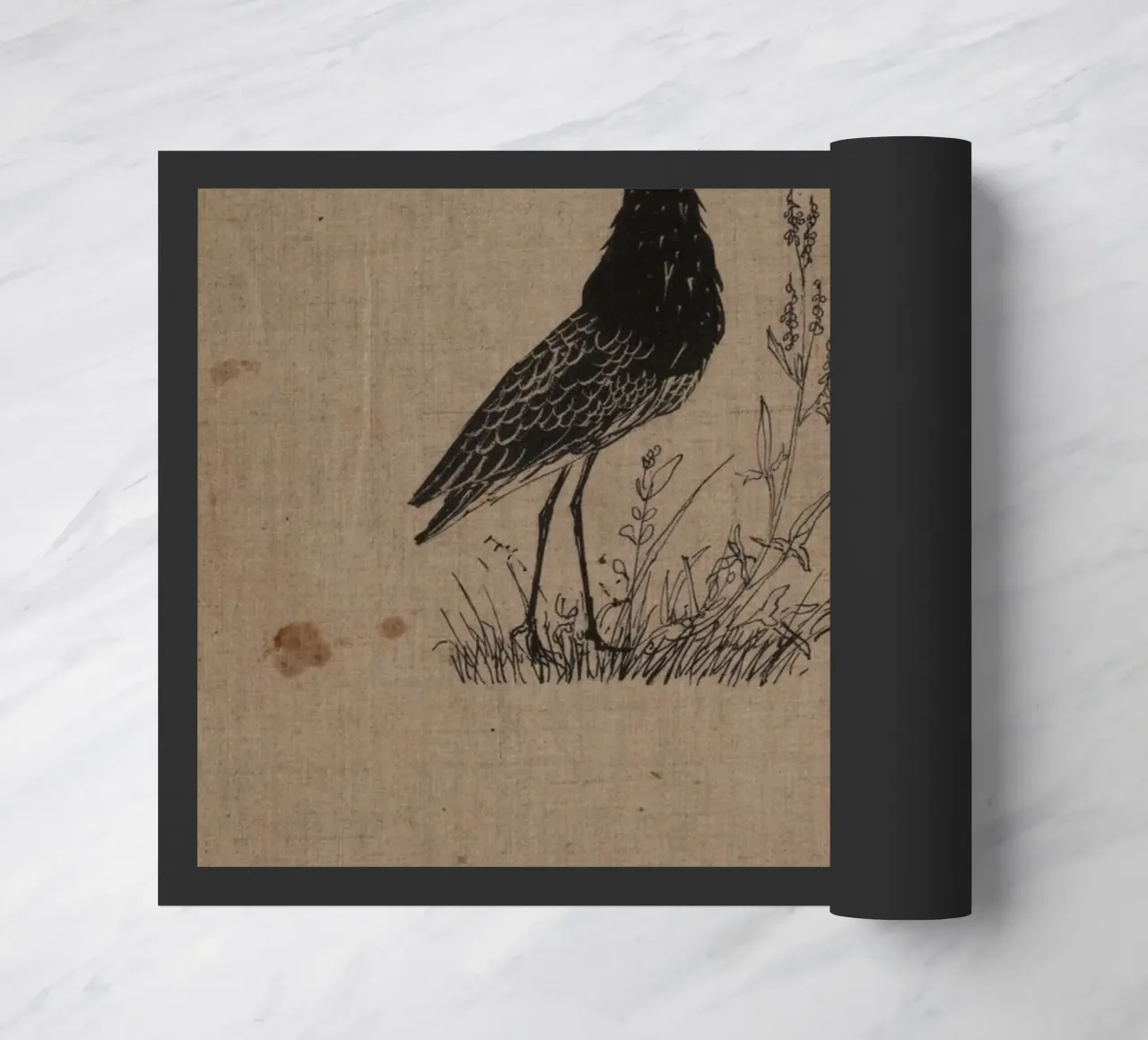 Silhouette di uccello piovanello d'annata - Incisione naturalistica zerbino da ClubArt