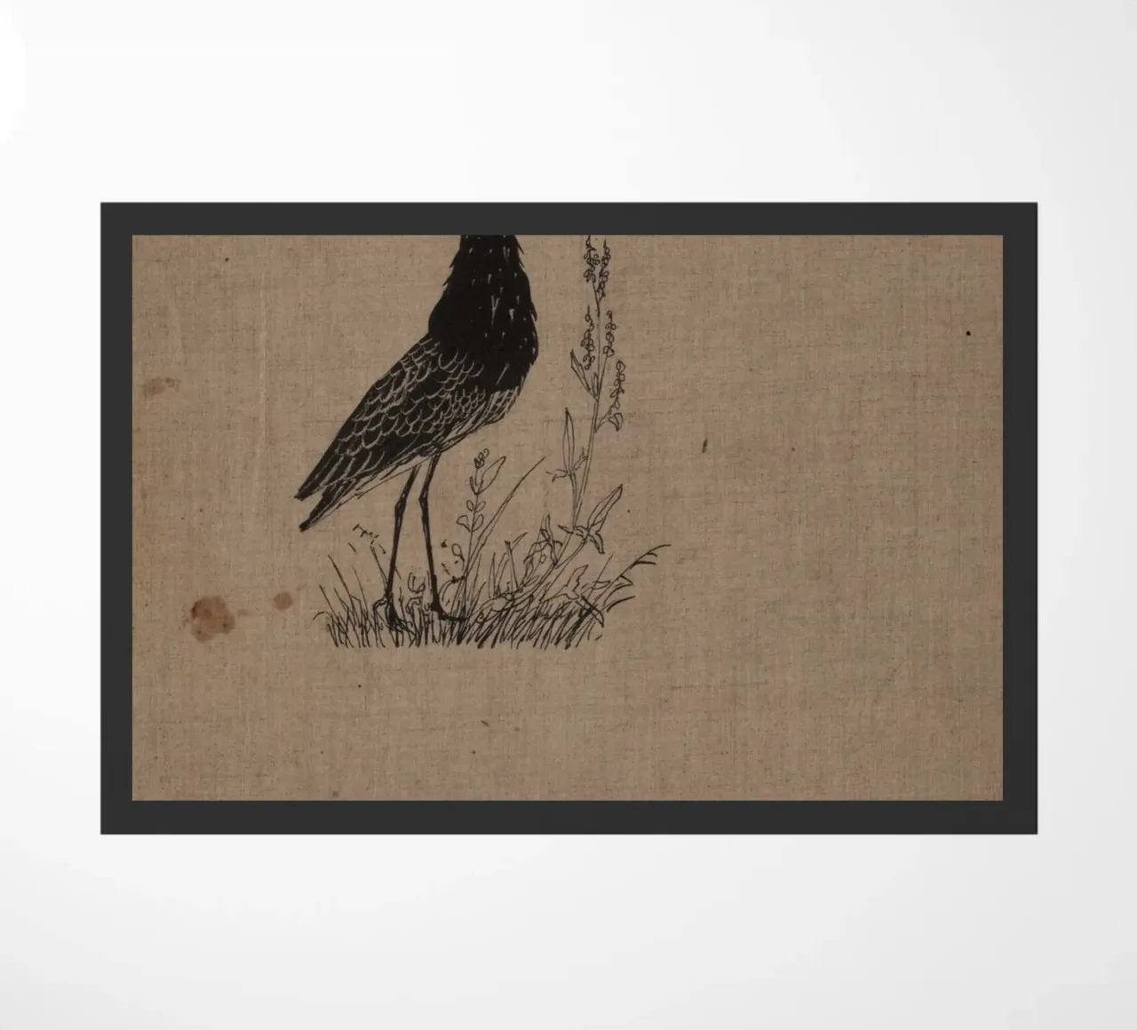 Silhouette di uccello piovanello d'annata - Incisione naturalistica zerbino da ClubArt