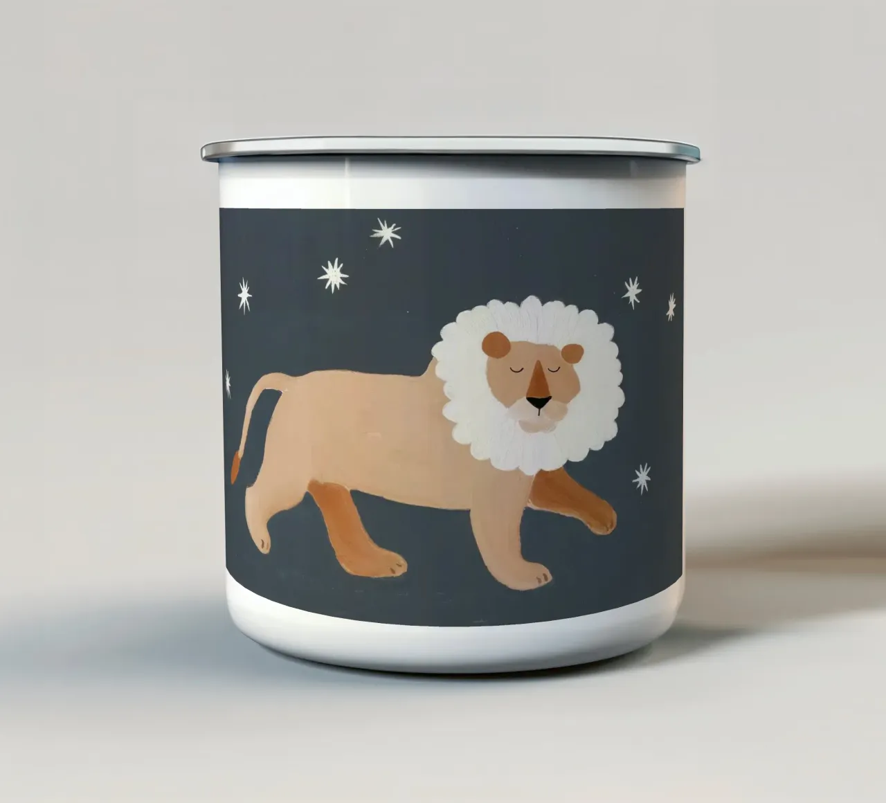 Lion Poster, Lion Nursery Wall Art, Safari Drcor enamel mug by Little Lola