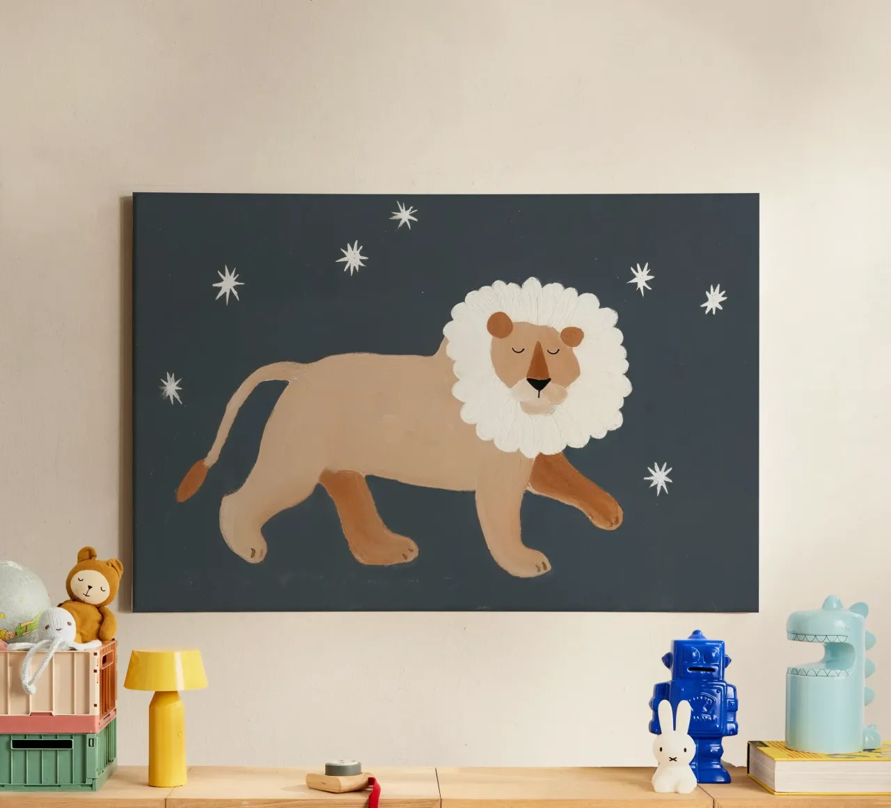 Leeuw Poster, leeuwen muurkunst, Safari Drcor canvas met Baklijst van Little Lola