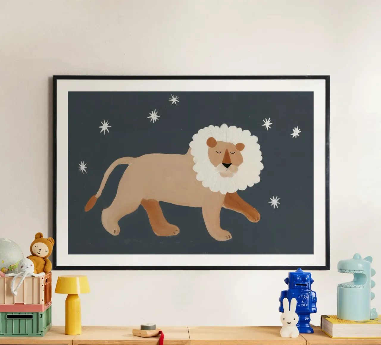 Leeuw Poster, leeuwen muurkunst, Safari Drcor poster met houten frame van Little Lola