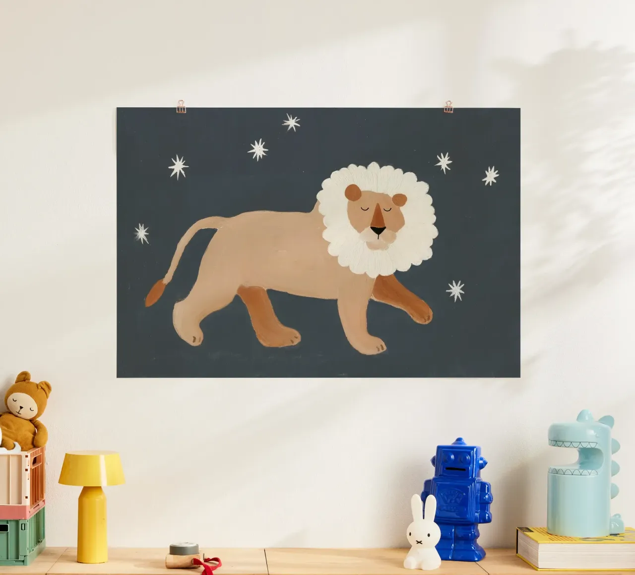Leeuw Poster, leeuwen muurkunst, Safari Drcor poster met houten frame van Little Lola