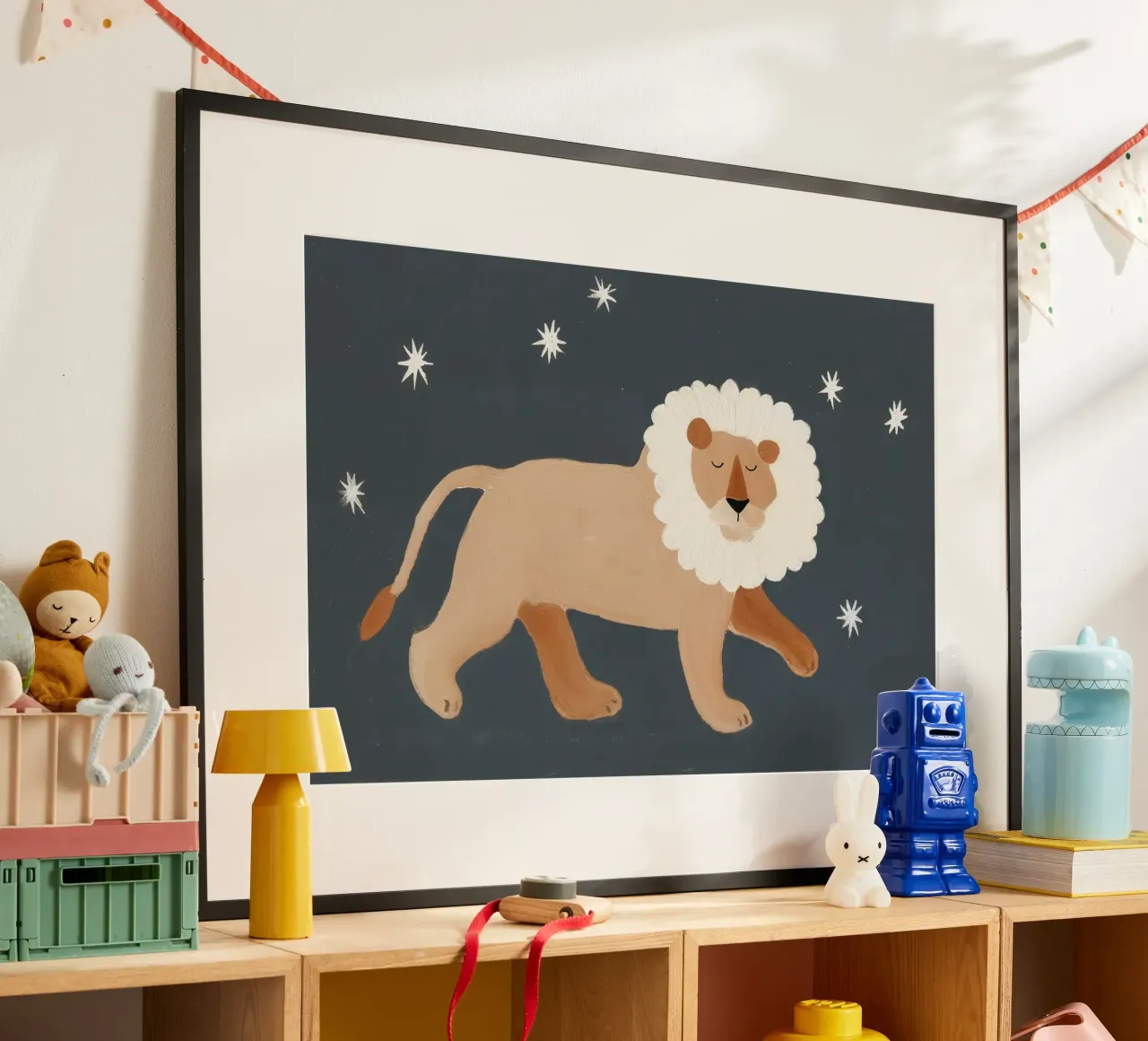 Leeuw Poster, leeuwen muurkunst, Safari Drcor poster met houten frame van Little Lola