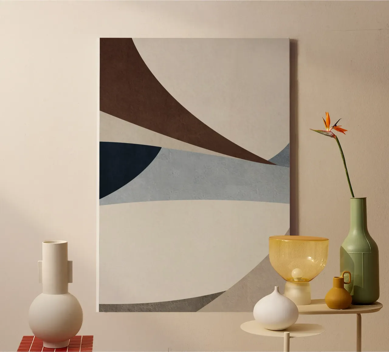 geometric art shapes tela con Cornice a cassetta da vintageshop