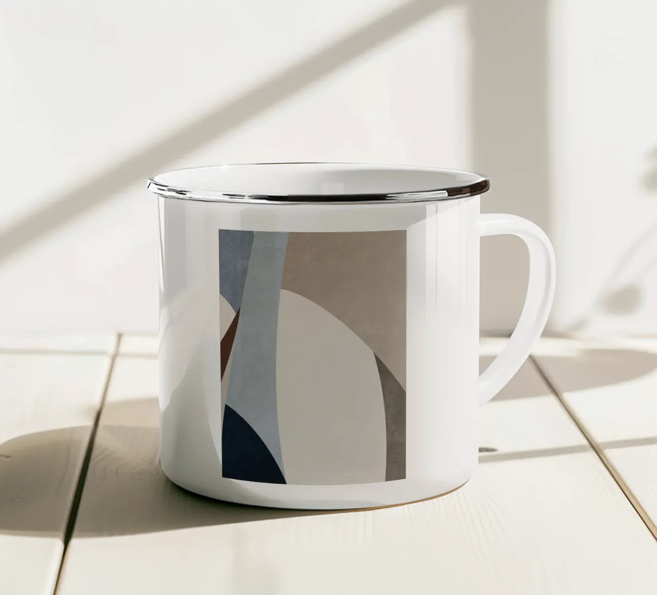 geometric art gray shapes tazza in smalto da vintageshop