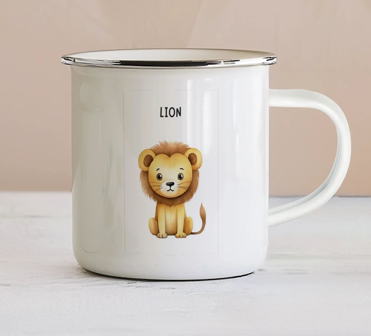 Mignon bébé lion aquarelle - Décoration de chambre d'enfant & R mug en émail de ClubArt