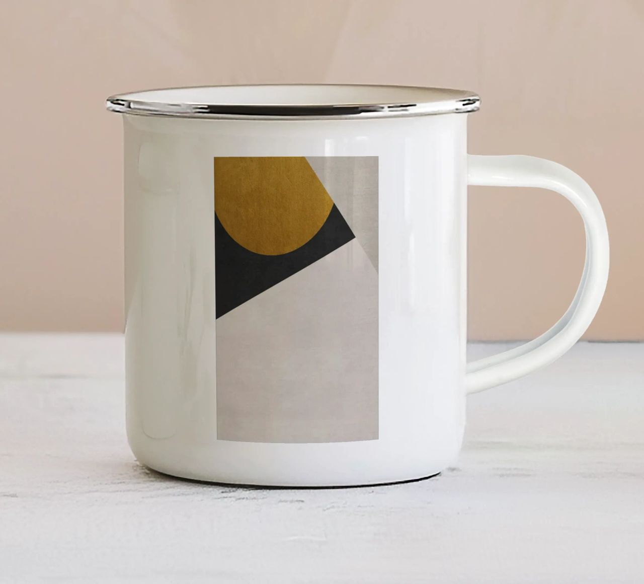 geometric art golden circle tazza in smalto da vintageshop
