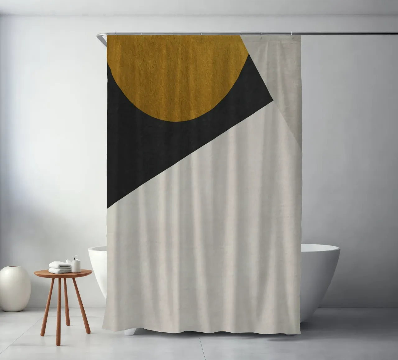 geometric art golden circle shower curtain by vintageshop