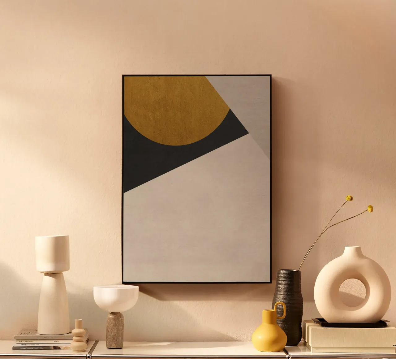 geometric art golden circle Alu-Dibond von vintageshop