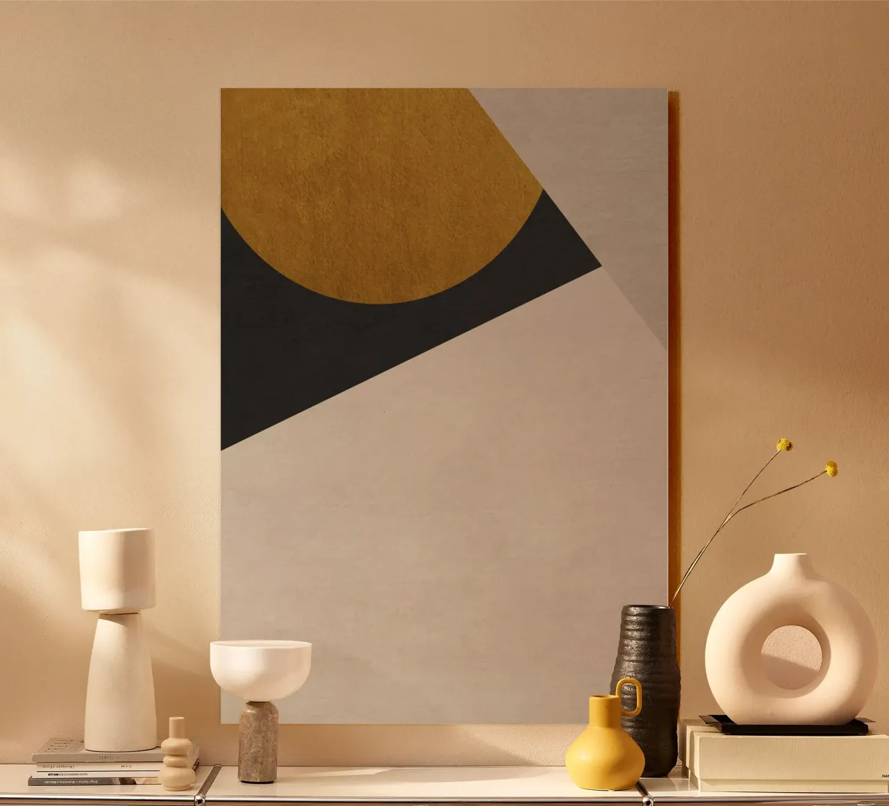 geometric art golden circle Alu-Dibond von vintageshop