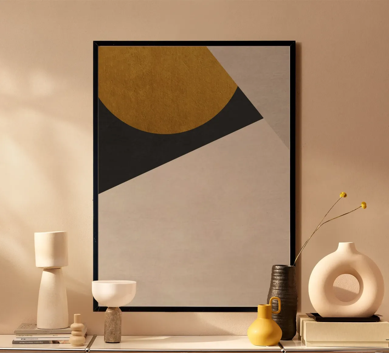 geometric art golden circle poster by vintageshop