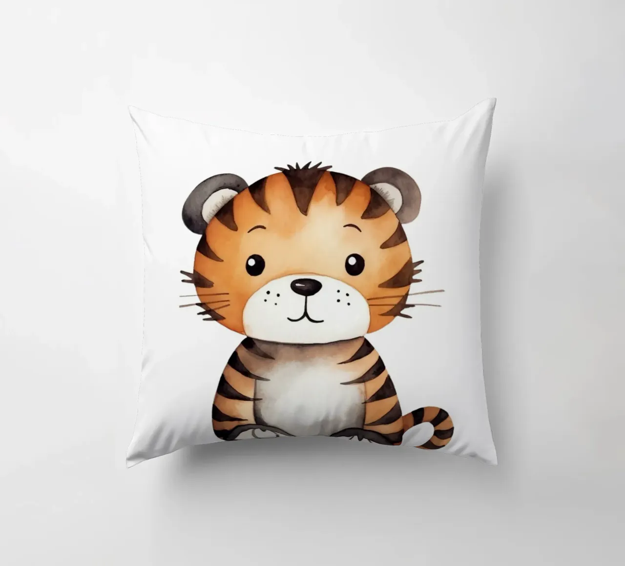 Stampa d'arte ad acquerello di una simpatica tigre - Cameretta per bambini e ragazzi D cuscino da ClubArt