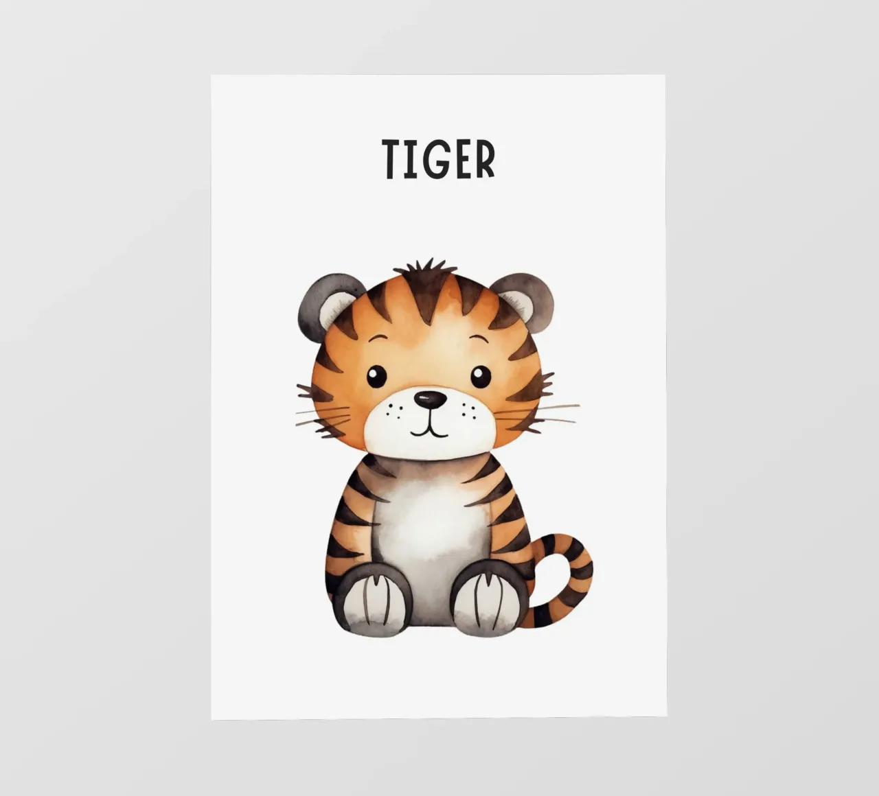 Stampa d'arte ad acquerello di una simpatica tigre - Cameretta per bambini e ragazzi D pellicola backlit da ClubArt