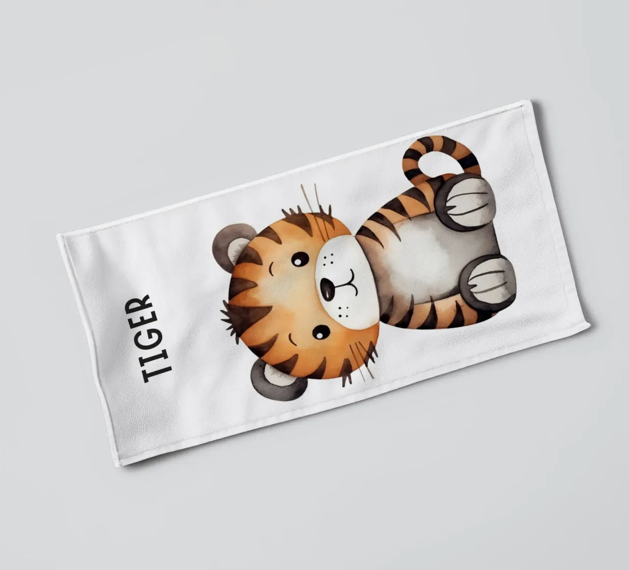 Stampa d'arte ad acquerello di una simpatica tigre - Cameretta per bambini e ragazzi D asciugamano da bagno da ClubArt
